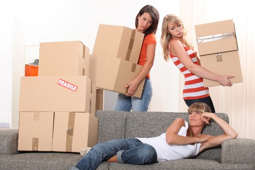 Household items being unloaded at a new home in New Addington