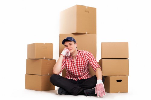 Packed boxes and furniture ready for local removals